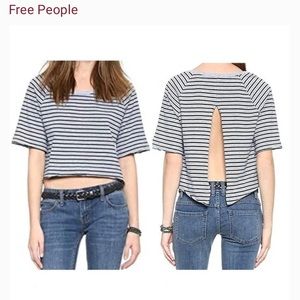 Free People Take Me Back Stripe Crop Tee